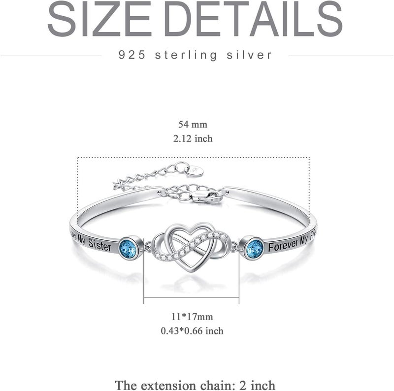 AOBOCO 925 Sterling Silver Adjustable Infinity Heart Bangle Bracelet for Sister Best Friend Daughter Mom Grandma Granddaughter Daughter in Law Godmother Goddaughter Stepmom Stepdaughter - Image 4